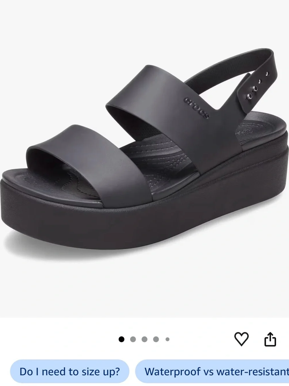 CROCS Women's Black Platform Strap Slingback Sandal